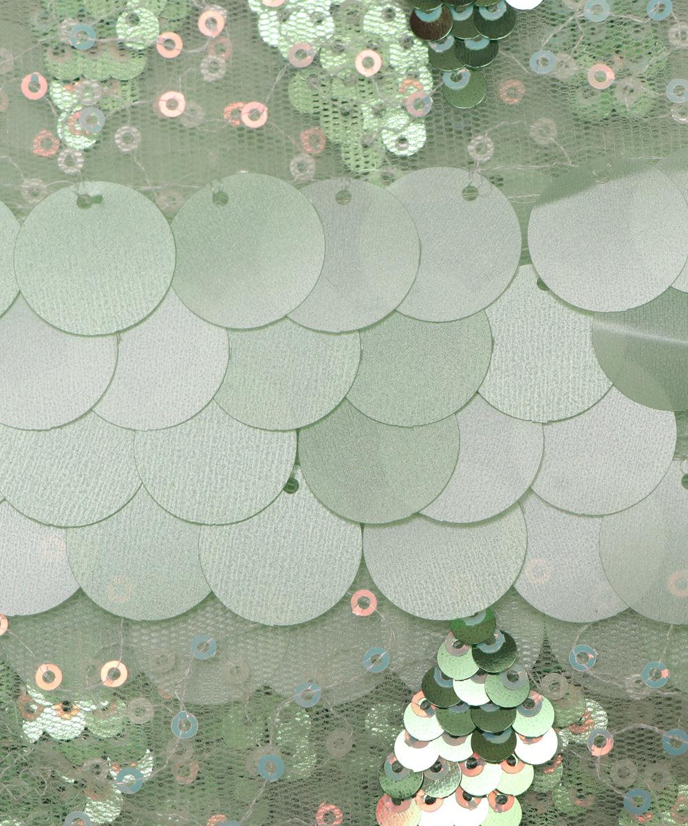 Light Green Colour Sequin Work Imported Net Fabric