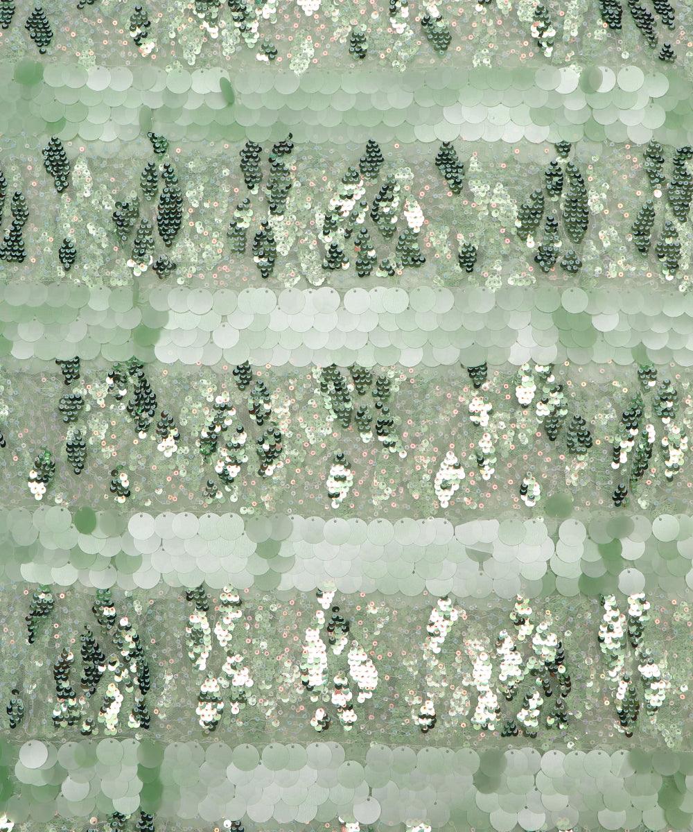 Light Green Colour Sequin Work Imported Net Fabric