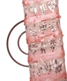Peach Colour Sequin Work Imported Net Fabric