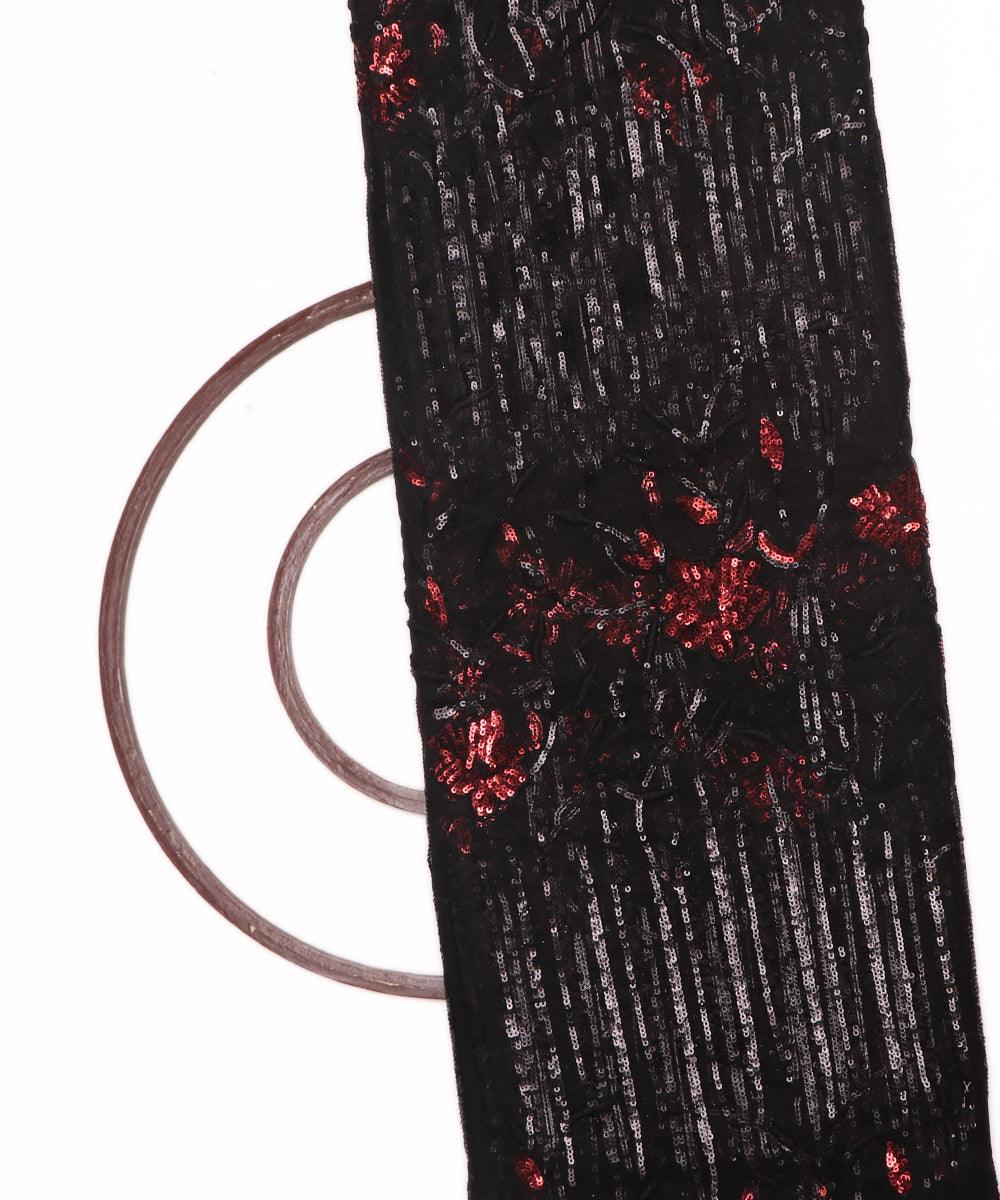 Black Colour Sequin Work Imported Net Fabric