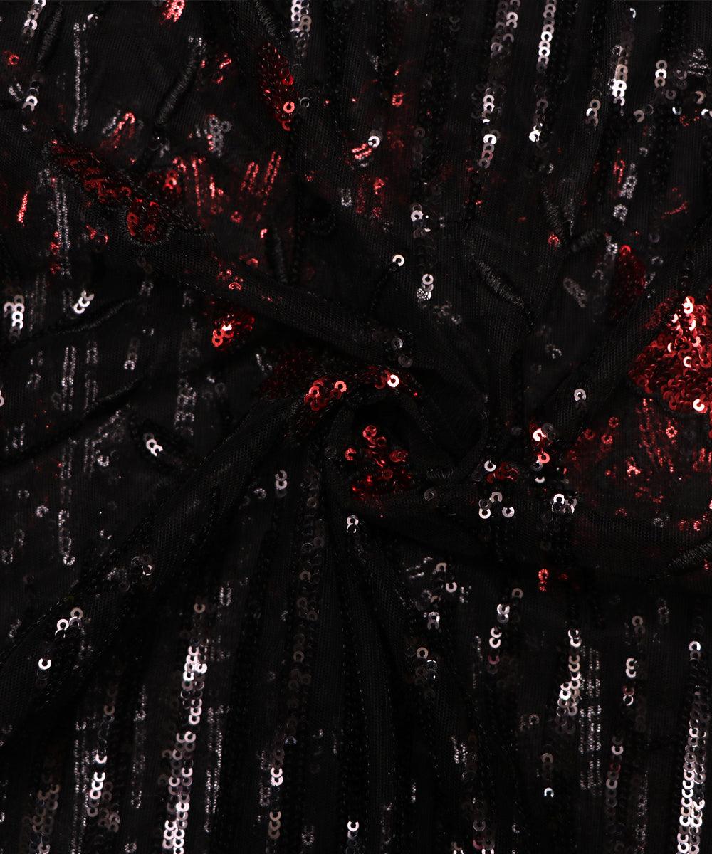 Black Colour Sequin Work Imported Net Fabric