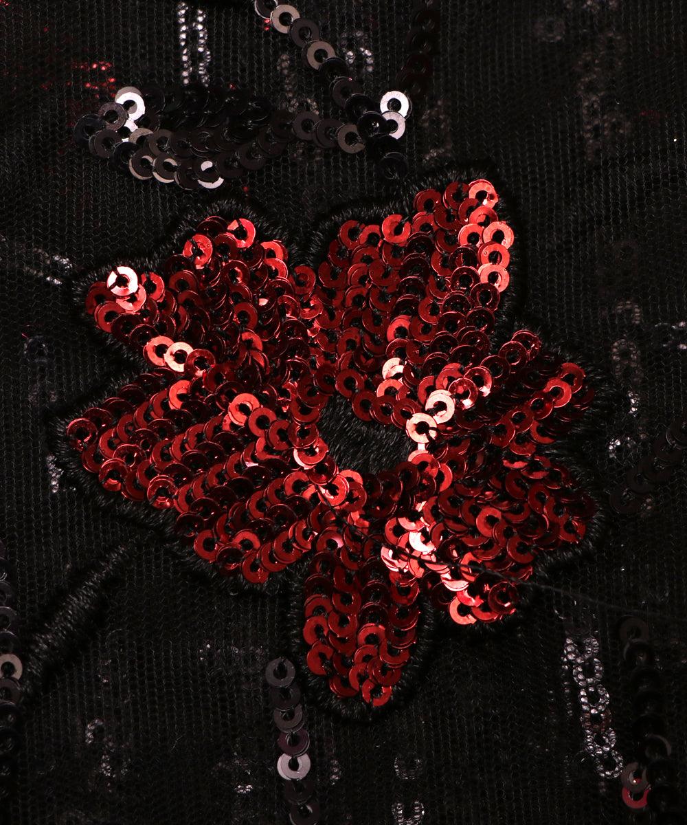 Black Colour Sequin Work Imported Net Fabric