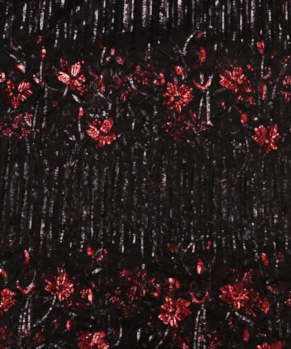 Black Colour Sequin Work Imported Net Fabric