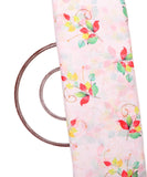 White Colour Floral Print Cotton Linen Fabric