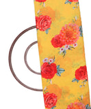 Yellow Colour Floral Print Digital Print Muslin Fabric