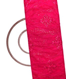 Fuchsia Colour Floral Net Sequin Embroidery Fabric