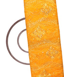 Yellow Colour Floral Net Sequin Embroidery Fabric