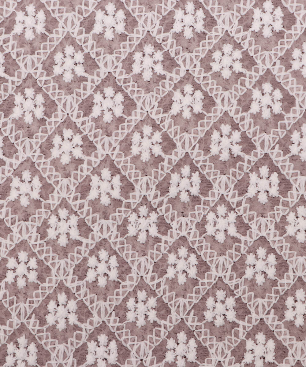 Limestone Colour ChikanKari Embroidery Georgette Fabric