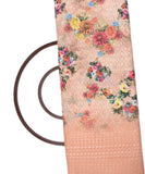 Light Peach Colour Cotton ChikanKari  Digital Print Embroidery Fabric
