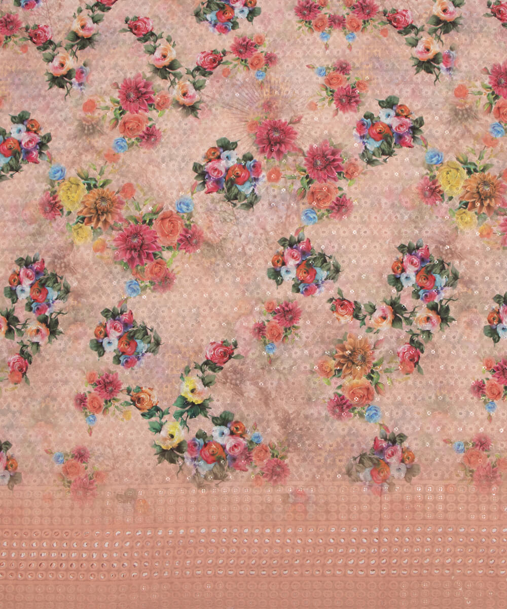 Chikankari Digital Cotton Fabric Prints Online At Fabric Dekho