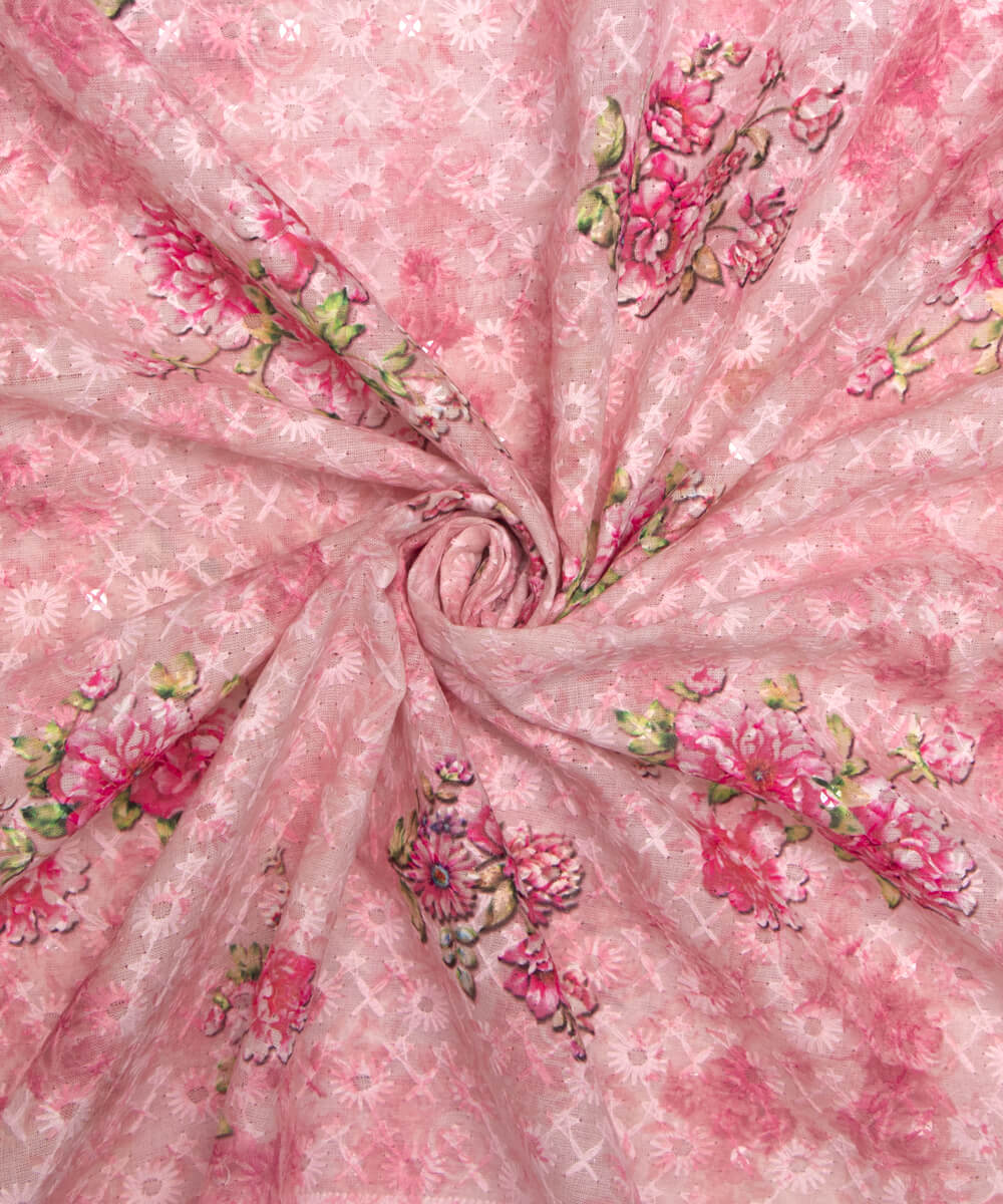 Chikankari Digital Cotton Fabric Prints Online At Fabric Dekho