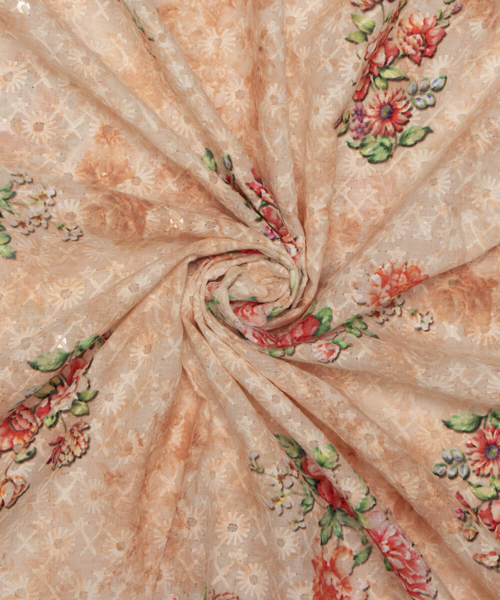 Chikankari Digital Cotton Fabric Prints Online At Fabric Dekho