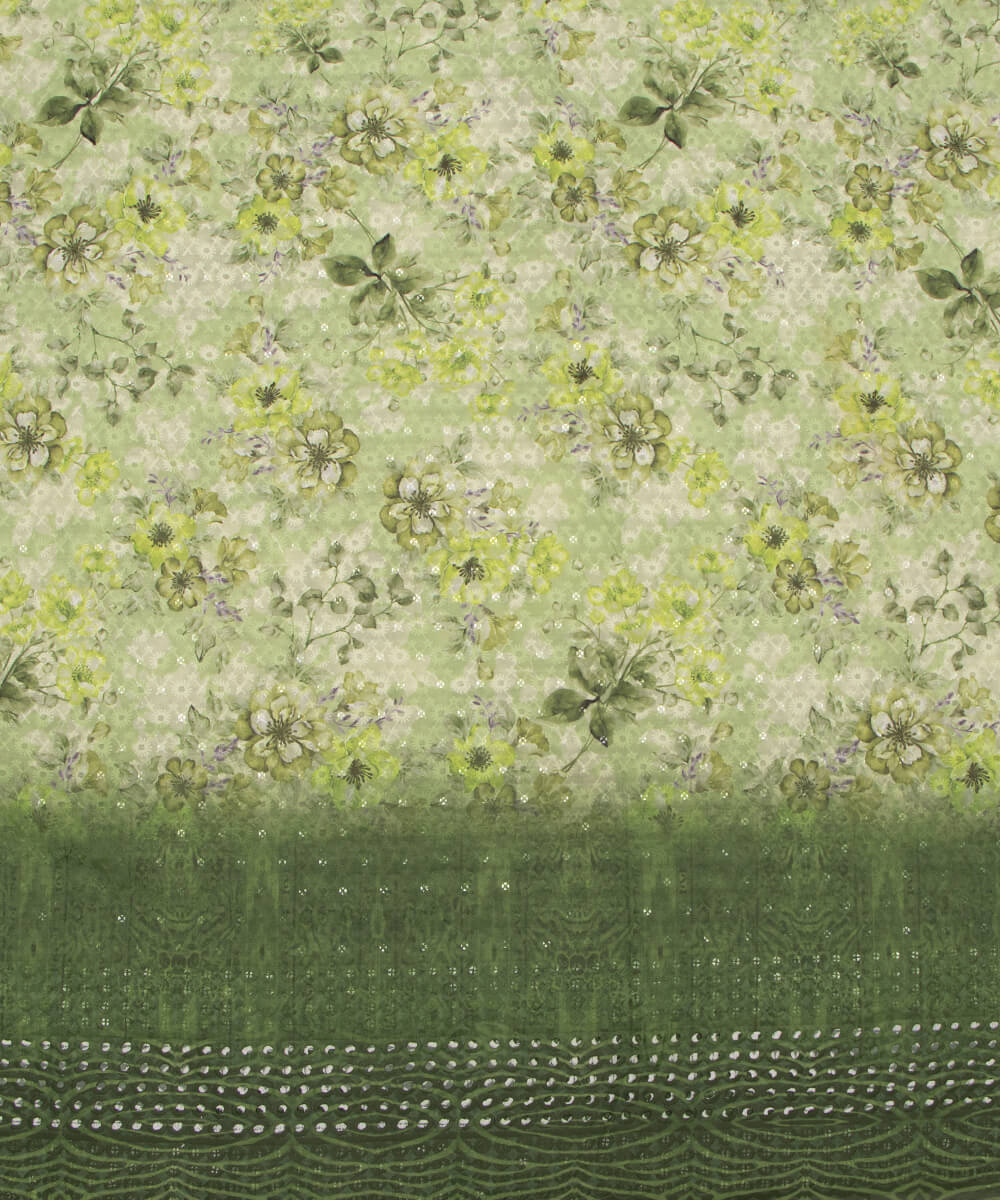 Chikankari Digital Cotton Fabric Prints Online At Fabric Dekho