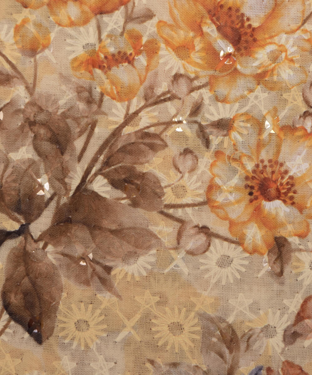 Chikankari Digital Cotton Fabric Prints Online At Fabric Dekho