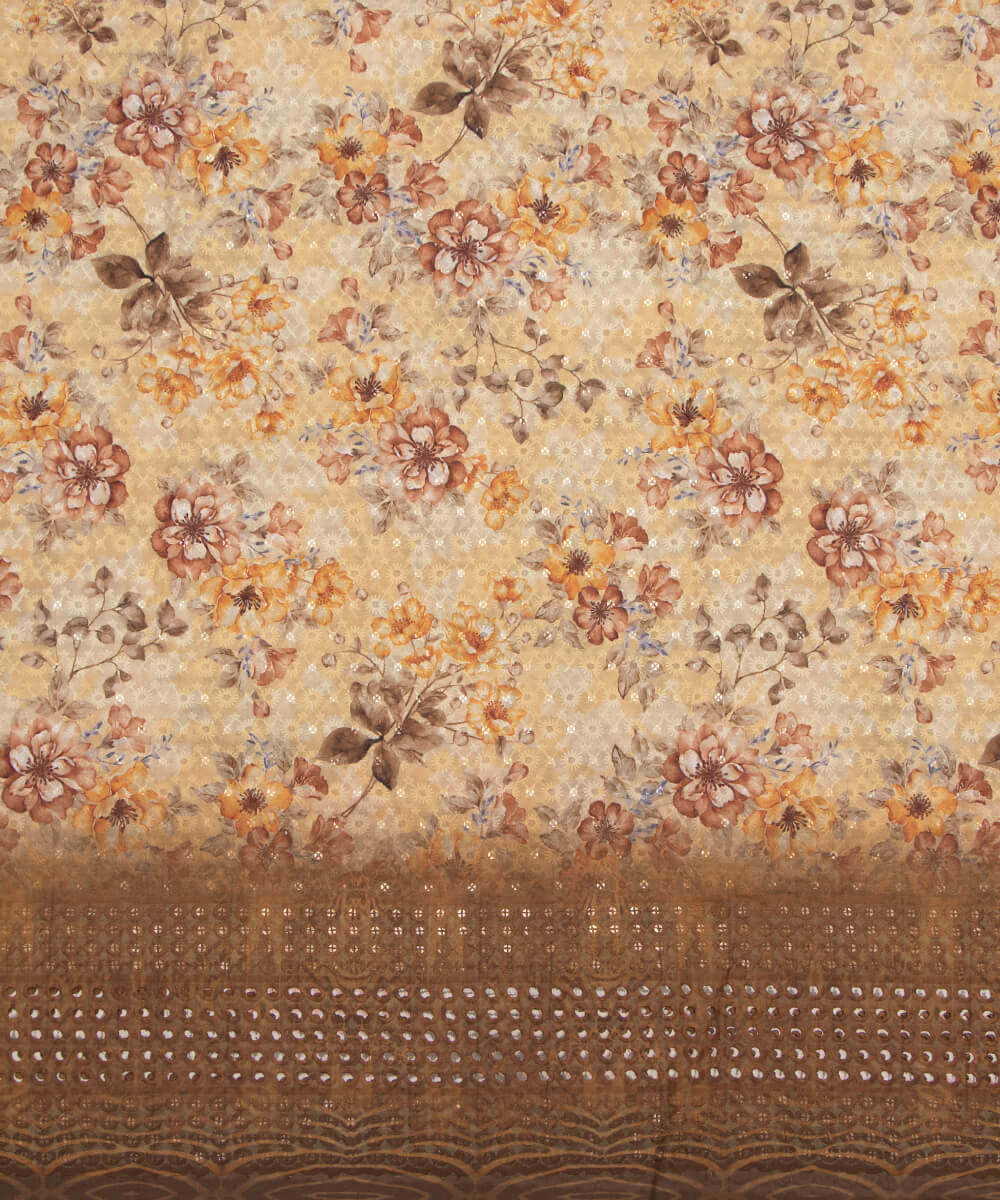 Chikankari Digital Cotton Fabric Prints Online At Fabric Dekho