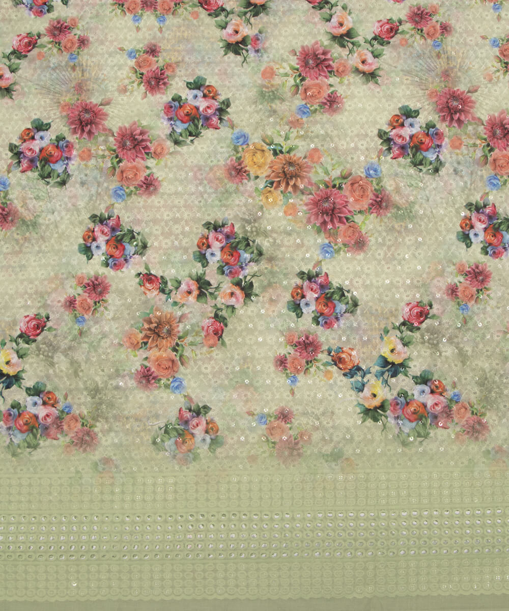 Chikankari Digital Cotton Fabric Prints Online At Fabric Dekho