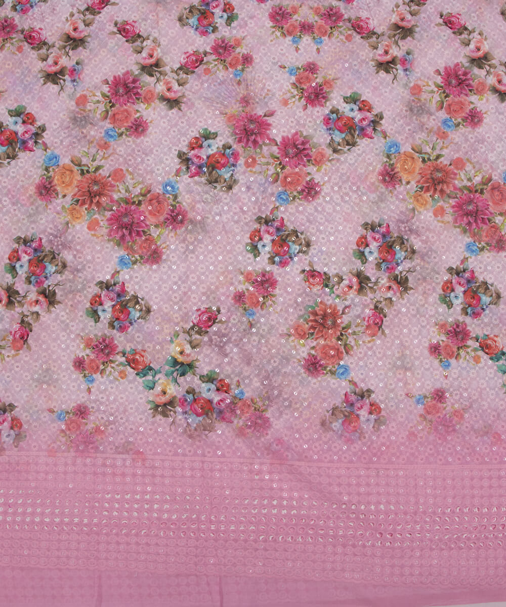 Chikankari Digital Cotton Fabric Prints Online At Fabric Dekho