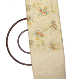 Light Yellow Colour Cotton ChikanKari  Digital Floral Print Embroidery Fabric