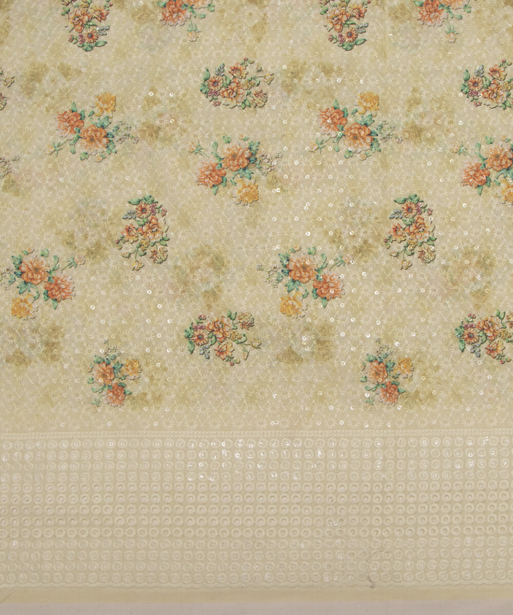 Chikankari Digital Cotton Fabric Prints Online At Fabric Dekho