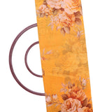 Yellow Colour Floral Print Chanderi Silk Fabric