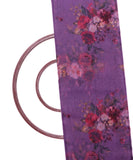 Purple Colour Floral Print Digital Organza Fabric