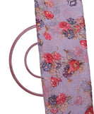 Grey Colour Floral Print Chiffon Fabric