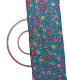 Turquoise Colour Floral Print Chiffon Fabric