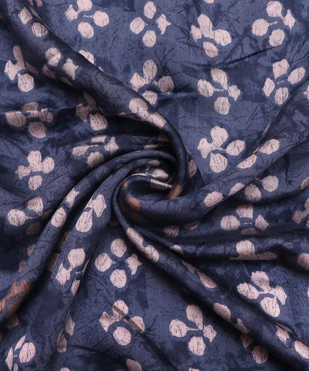 greyish-blue-colour-floral-print-viscose-modal-cotton-silk-fabric