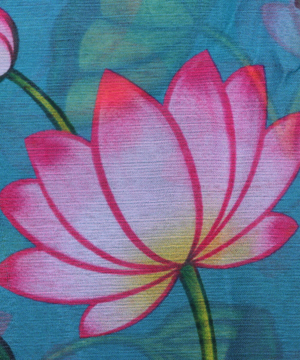 Light Blue Colour Floral Print Digital Print Chiffon Fabric