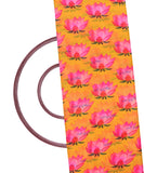 Yellow Colour Floral Print Digital Print Chiffon Fabric