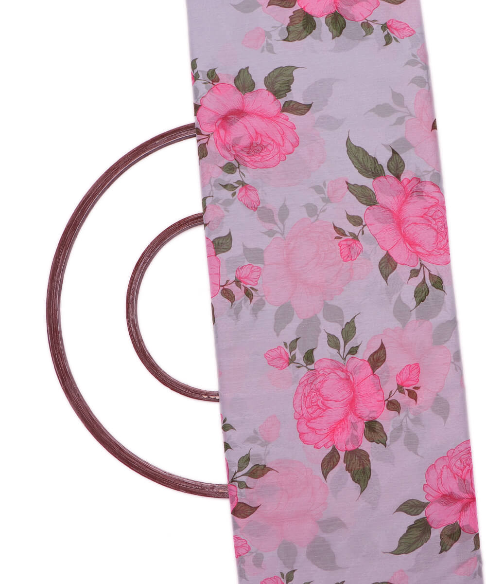 White Colour Floral Print Digital Print Chiffon Fabric