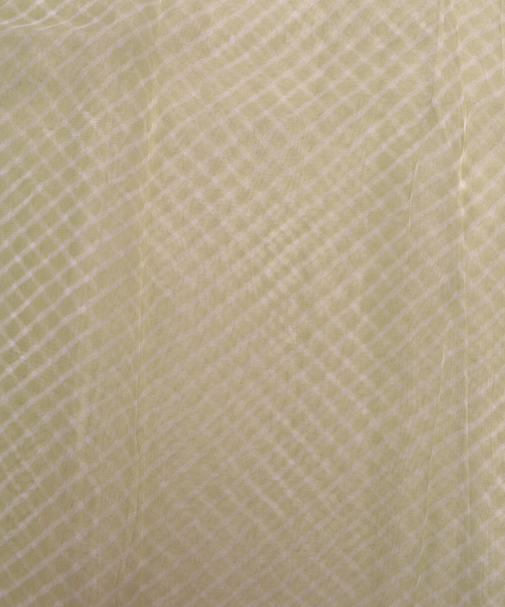 Light Green Colour Lehariya Digital Print Organza Fabric