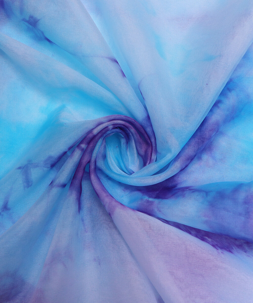 Buy Organza Silk Blue Tie Dye Printed Fabric Online At Fabric Dekho