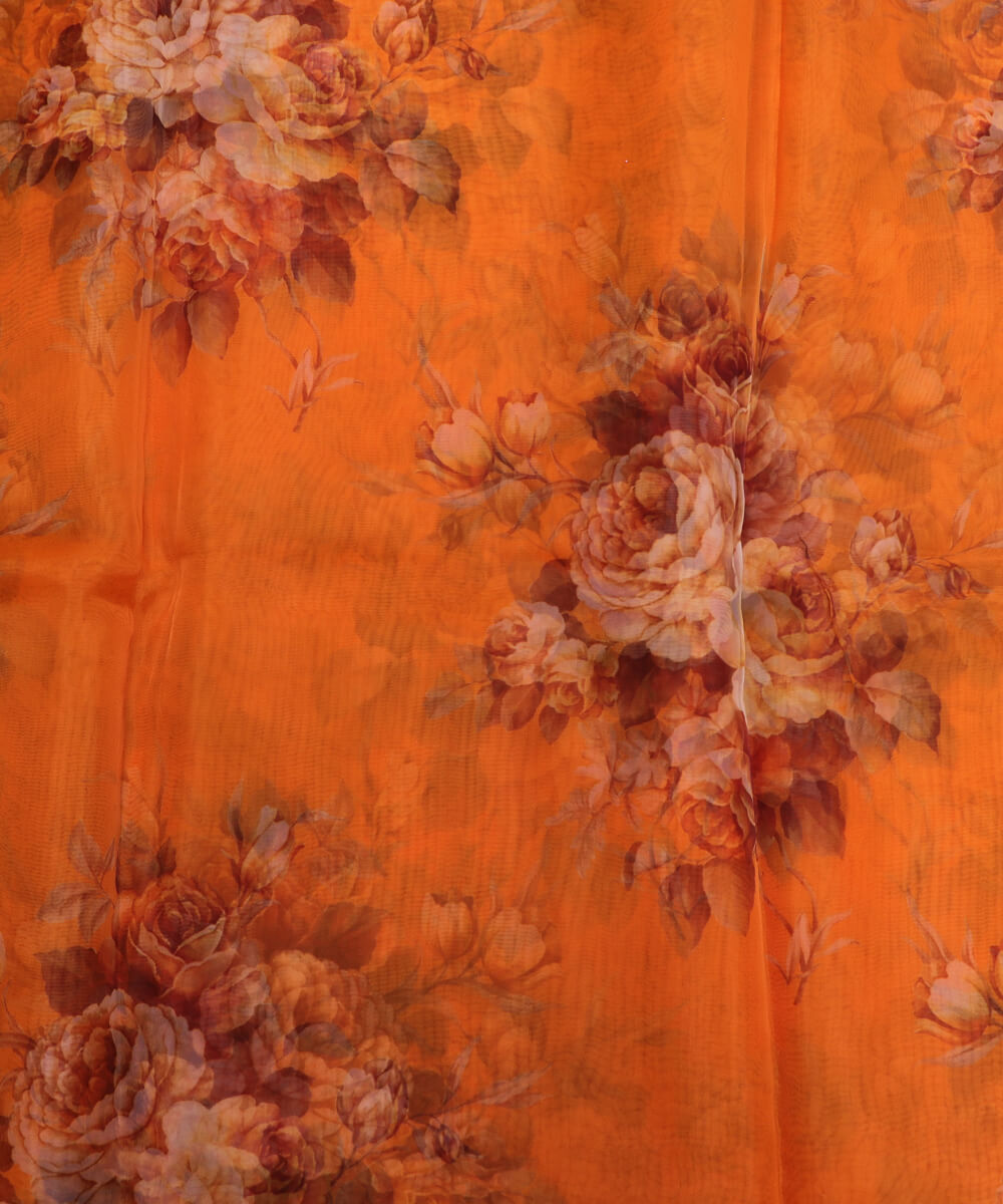 Buy Organza Silk Blue Tie Dye Printed Fabric Online At Fabric Dekho