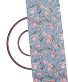 Cyan Colour Floral Print Chanderi Silk Fabric