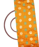 Mustard Golden Colour Self Floral Design Brocade Silk Fabric