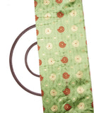 Pista Green Colour Self Floral Design Brocade Silk Fabric