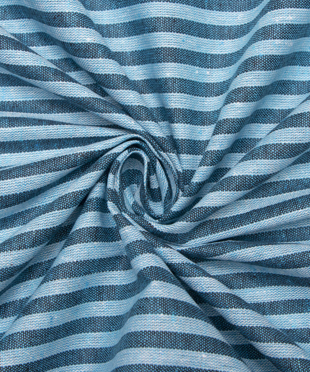 blue-black-colour-stripes-pattern-khadi-fabric