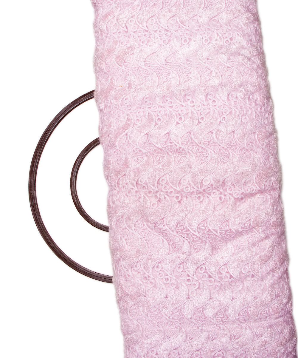 Light Pink Colour Floral Net Embroidery Fabric