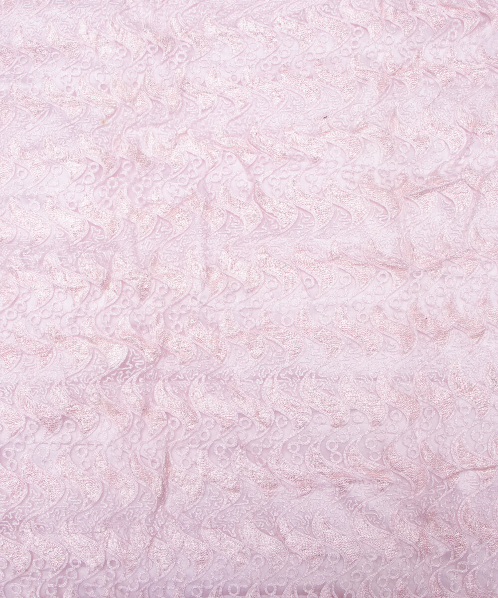 Light Pink Colour Floral Net Embroidery Fabric