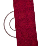 Dark Maroon Colour Floral Jaal Net Embroidery Fabric