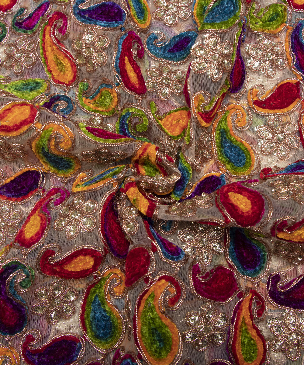 Net Embroidery Fabric Material Boutique Designer