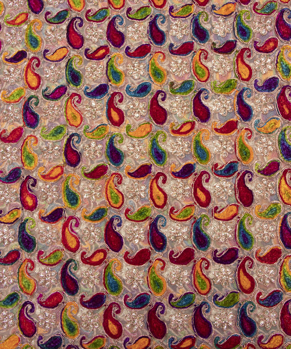 Net Embroidery Fabric Material Boutique Designer