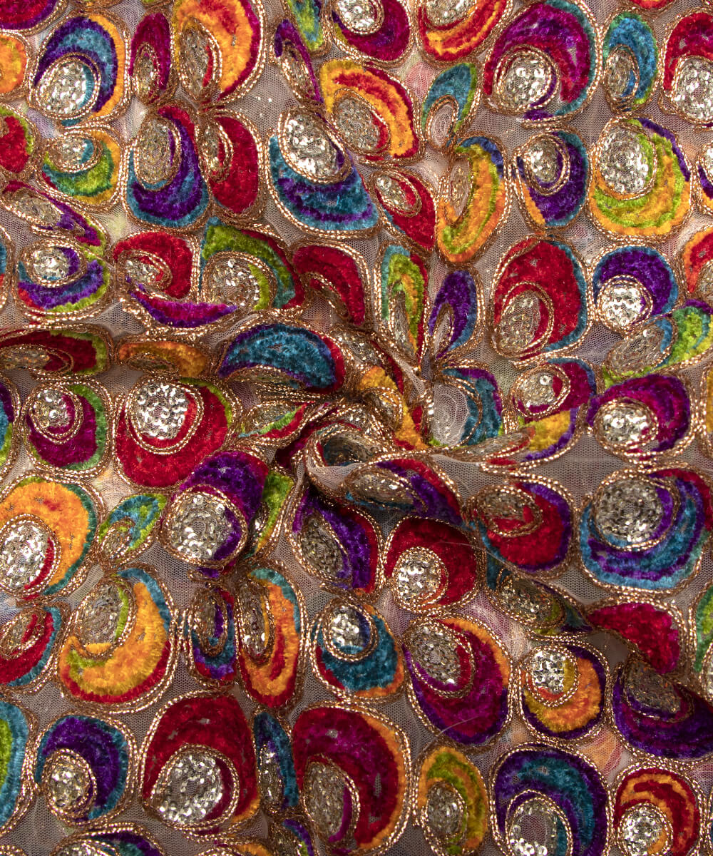 Net Embroidery Fabric Material Boutique Designer
