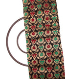 Black color Floral Pattern Brocade Silk Fabric