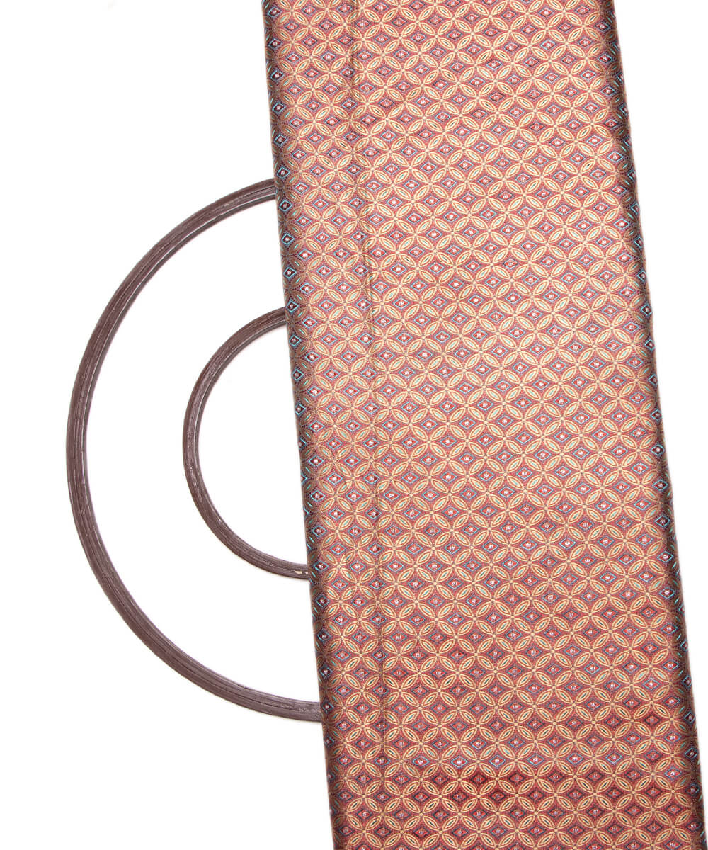 Multi Colour Two Tone Geometric Pattern Satin Brocade Silk Fabric