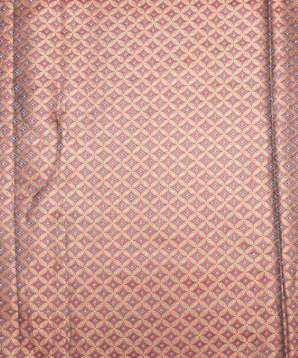 Multi Colour Two Tone Geometric Pattern Satin Brocade Silk Fabric