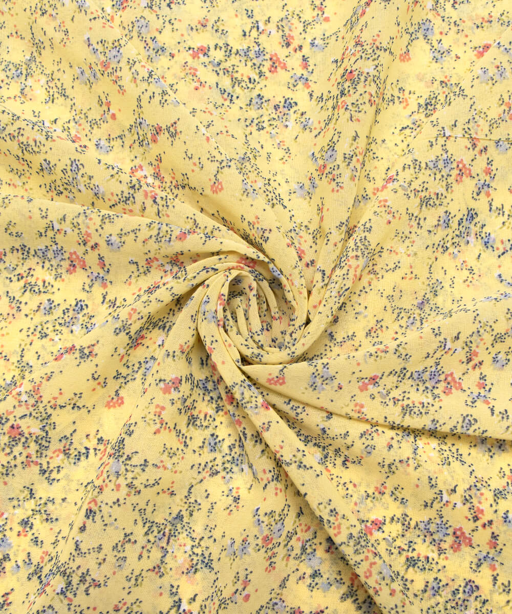 Dark Green Color Printed Georgette Fabric
