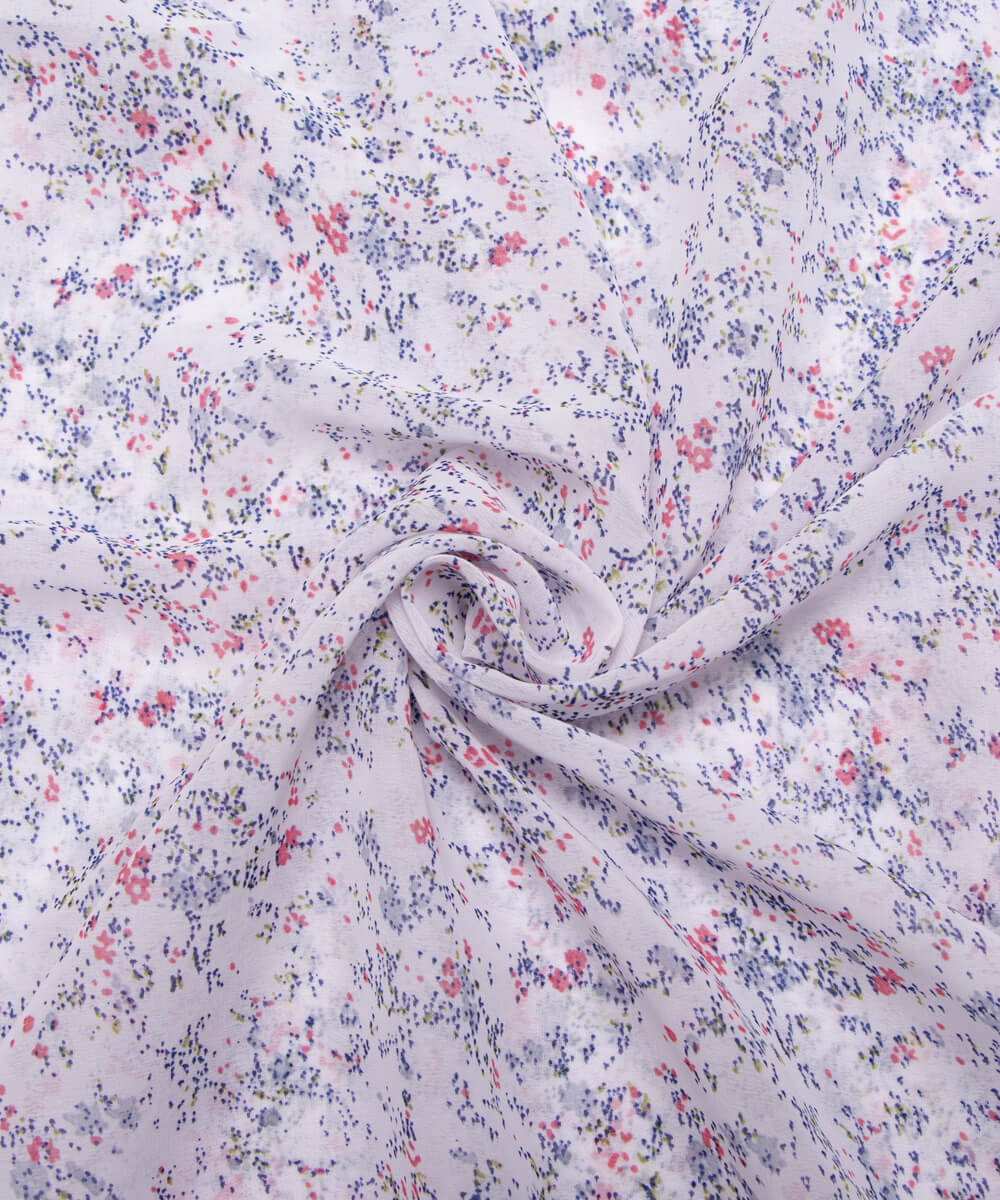 Dark Green Color Printed Georgette Fabric