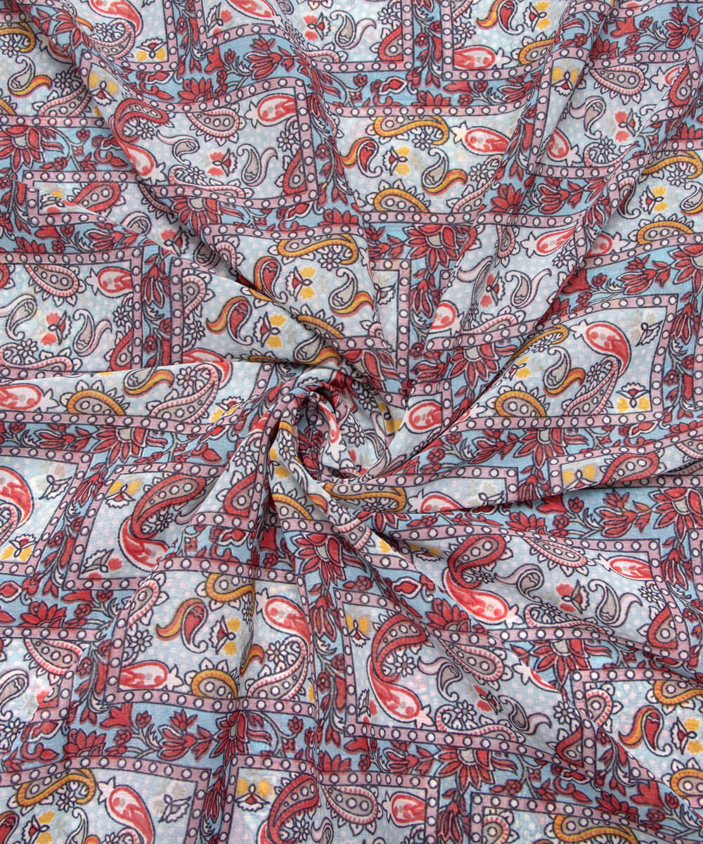 Dark Green Color Printed Georgette Fabric